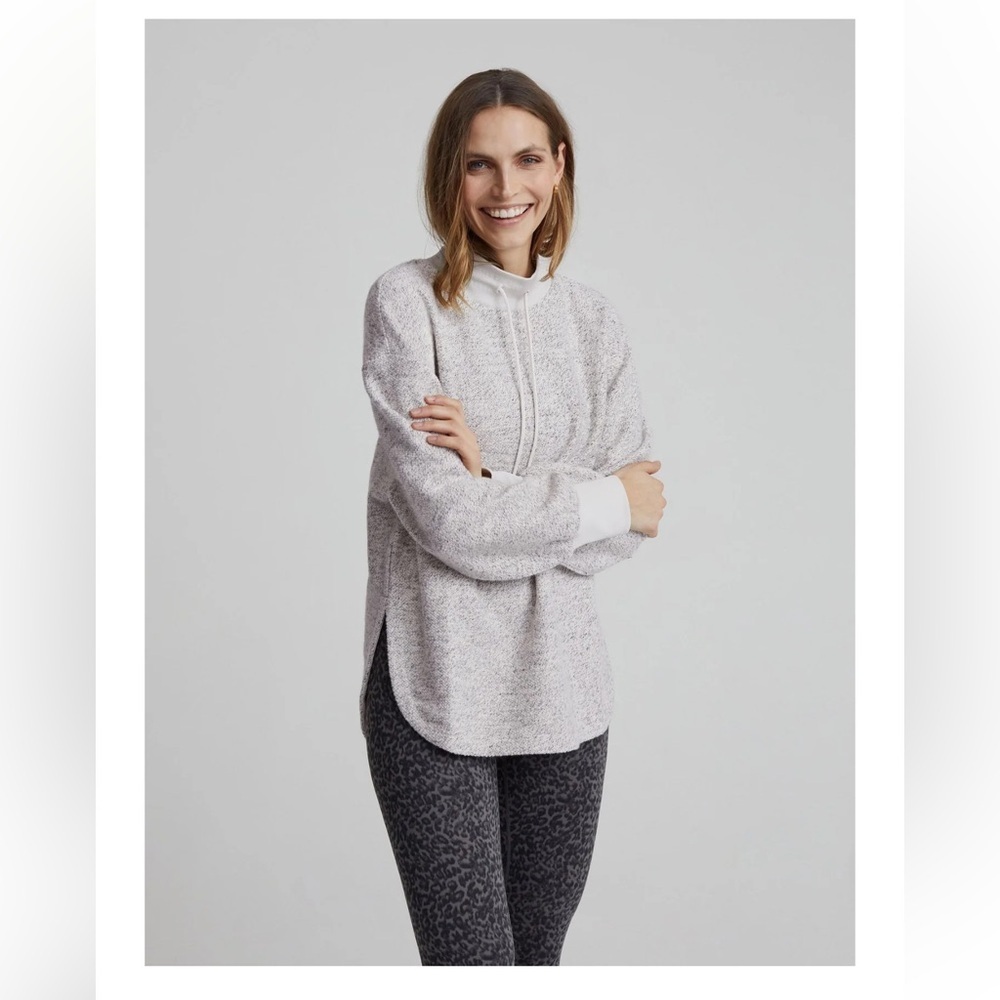 Lou & Grey Speckled Light Heather Cowl-Neck Pullover